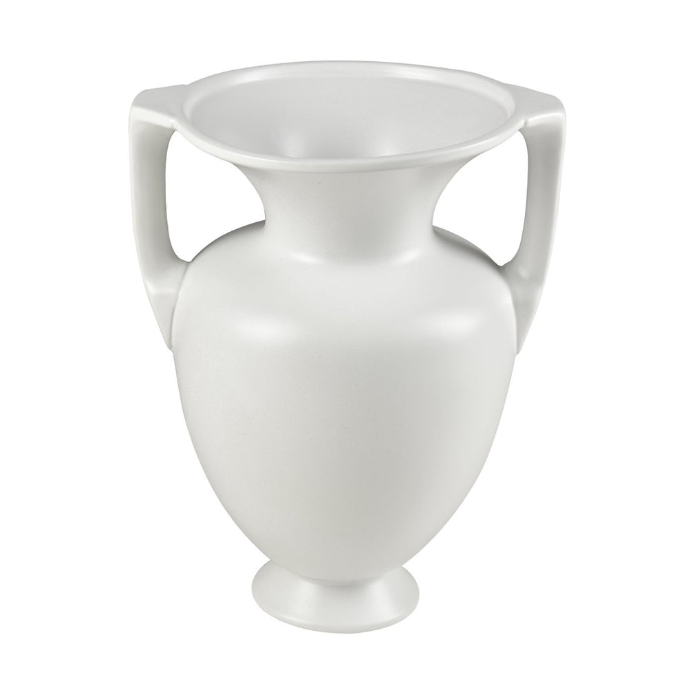 Atlas Tellis Vase - Sculptural Ceramic Decor with Greek-Inspired Design and Modern Fluted Elegance Medium White AC11633-01