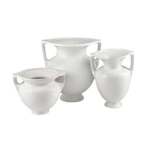 Atlas Tellis Vase - Sculptural Ceramic Decor with Greek-Inspired Design and Modern Fluted Elegance Medium White AC11633-01