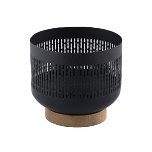 Atlas Terrell Hurricane - Striking Matte Black Decorative Accessory with Natural Wood Base for Elegance Small Matte Black AC11636-01