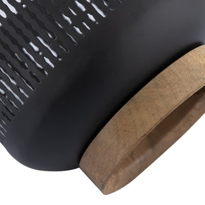Atlas Terrell Hurricane - Striking Matte Black Decorative Accessory with Natural Wood Base for Elegance Small Matte Black AC11636-01
