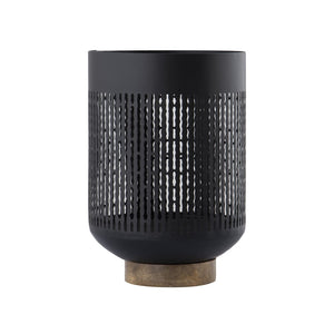 Atlas Terrell Hurricane - Striking Matte Black Decorative Accessory with Natural Wood Base for Elegance Medium Matte Black AC11636-02