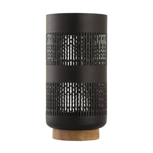 Atlas Terrell Hurricane - Striking Matte Black Decorative Accessory with Natural Wood Base for Elegance Large AC11636-03