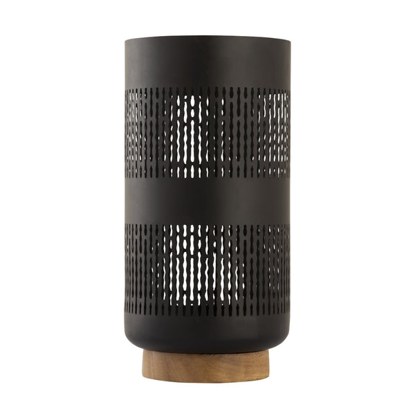 Atlas Terrell Hurricane - Striking Matte Black Decorative Accessory with Natural Wood Base for Elegance Large AC11636-03
