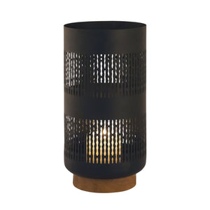Atlas Terrell Hurricane - Striking Matte Black Decorative Accessory with Natural Wood Base for Elegance Large AC11636-03