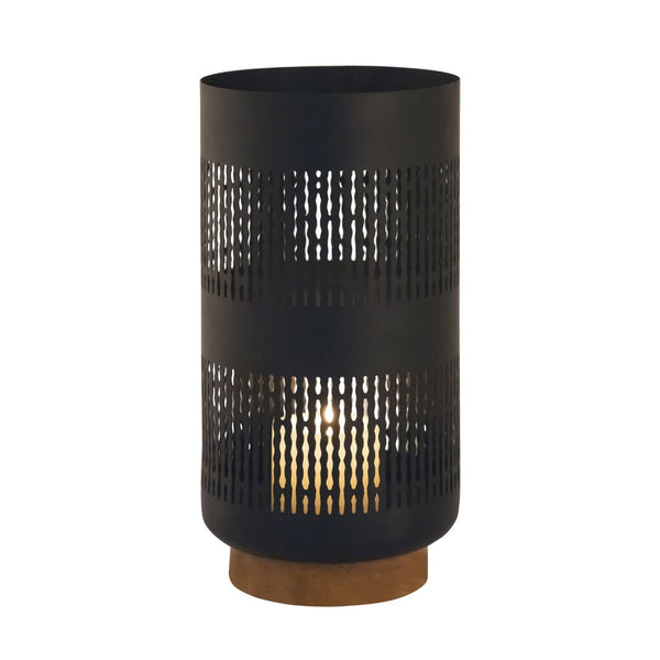 Atlas Terrell Hurricane - Striking Matte Black Decorative Accessory with Natural Wood Base for Elegance Large AC11636-03