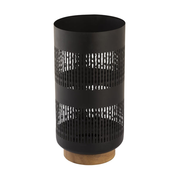 Atlas Terrell Hurricane - Striking Matte Black Decorative Accessory with Natural Wood Base for Elegance Large AC11636-03