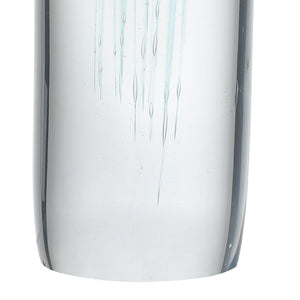 Atlas Threads Decorative Object - Hand-Blown Glass Cylinder with Aqua Orb for Modern Coastal Decor AC11638-01