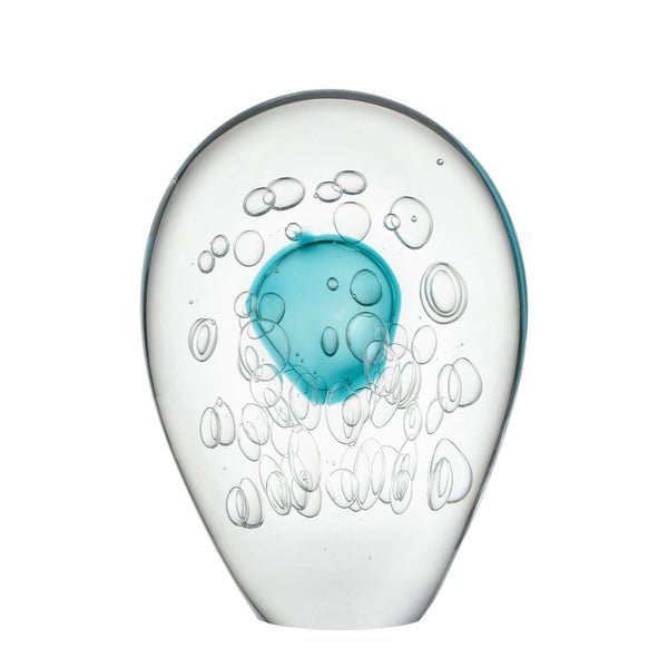 Atlas Threads Object - Handcrafted Clear and Blue Glass Decor with Floating Bubbles for Elegant Spaces AC11639-01