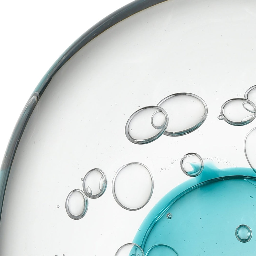 Atlas Threads Object - Handcrafted Clear and Blue Glass Decor with Floating Bubbles for Elegant Spaces AC11639-01