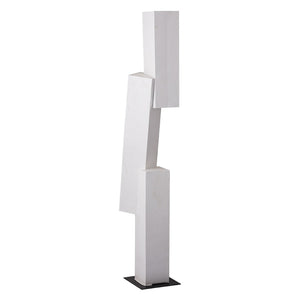 Atlas Tilt Floor Sculpture - Modern Geometric Art Piece in Plaster White with Black Metal Base for Any Space AC11642-01