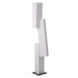 Atlas Tilt Floor Sculpture - Modern Geometric Art Piece in Plaster White with Black Metal Base for Any Space AC11642-01