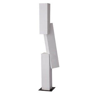 Atlas Tilt Floor Sculpture - Modern Geometric Art Piece in Plaster White with Black Metal Base for Any Space AC11642-01