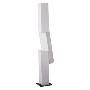 Atlas Tilt Floor Sculpture - Modern Geometric Art Piece in Plaster White with Black Metal Base for Any Space AC11642-01