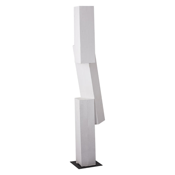 Atlas Tilt Floor Sculpture - Modern Geometric Art Piece in Plaster White with Black Metal Base for Any Space AC11642-01