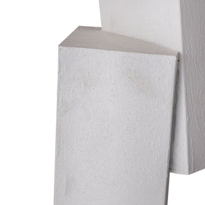 Atlas Tilt Floor Sculpture - Modern Geometric Art Piece in Plaster White with Black Metal Base for Any Space AC11642-01