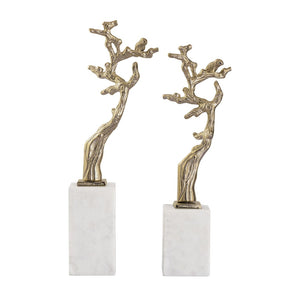 Atlas Tree Branch Sculpture Set of 2 - Elegant Gold Accents for Stylish Home Decor & Versatile Displays AC11647-01S
