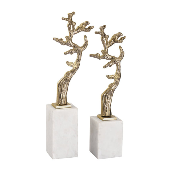 Atlas Tree Branch Sculpture Set of 2 - Elegant Gold Accents for Stylish Home Decor & Versatile Displays AC11647-01S