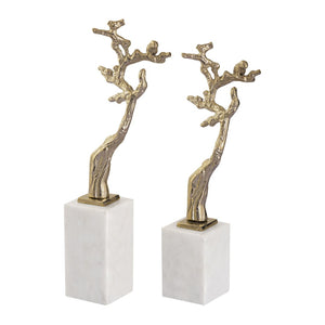 Atlas Tree Branch Sculpture Set of 2 - Elegant Gold Accents for Stylish Home Decor & Versatile Displays AC11647-01S