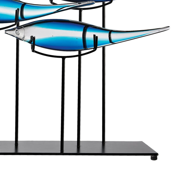 Atlas Tultui Decorative Object - Artisan Glass Fish Sculpture for Stunning Home or Office Décor Display Large Blue AC11657-01