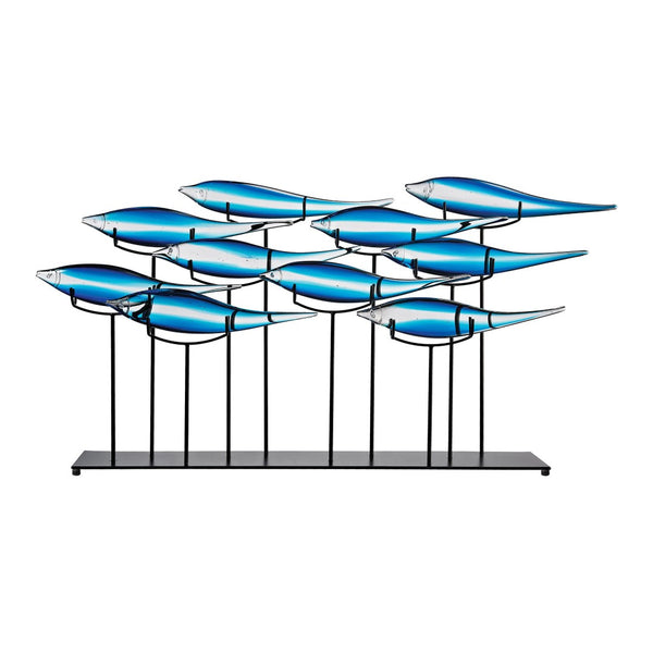 Atlas Tultui Decorative Object - Artisan Glass Fish Sculpture for Stunning Home or Office Décor Display Large Blue AC11657-01