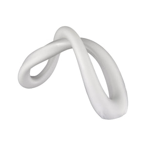 Atlas Twisted Decorative Object - Handcrafted Art Glass Infinity Knot in Soft White for Modern Interiors AC11661-02