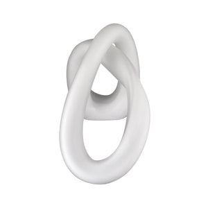 Atlas Twisted Decorative Object - Handcrafted Art Glass Infinity Knot in Soft White for Modern Interiors AC11661-02