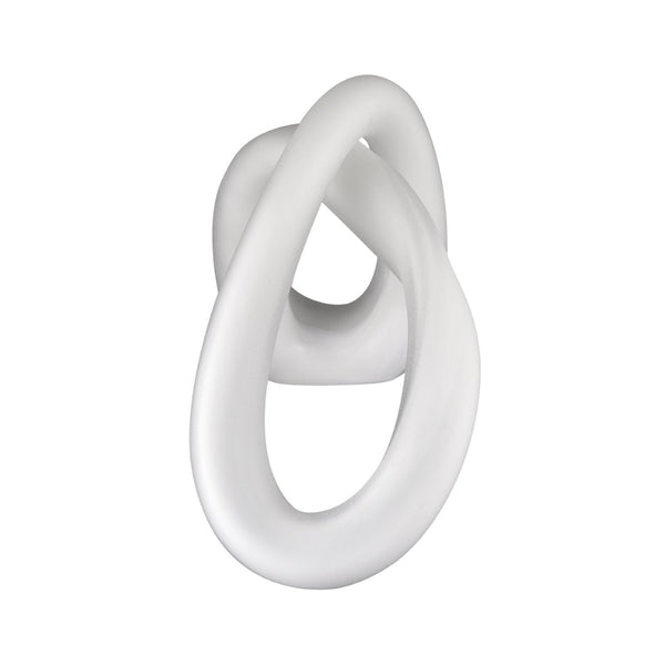 Atlas Twisted Decorative Object - Handcrafted Art Glass Infinity Knot in Soft White for Modern Interiors AC11661-02