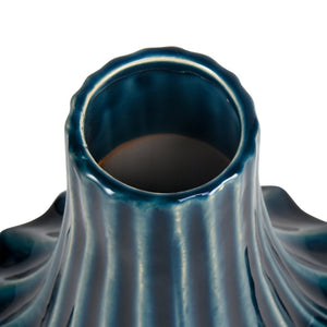 Atlas Virginia Vase - Hand-Glazed Indigo Earthenware with Fluted Design, Perfect for Modern Décor Displays AC11665-01