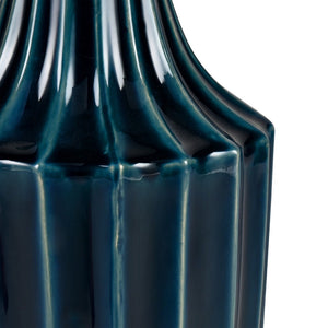 Atlas Virginia Vase - Hand-Glazed Indigo Earthenware with Fluted Design, Perfect for Modern Décor Displays AC11665-01