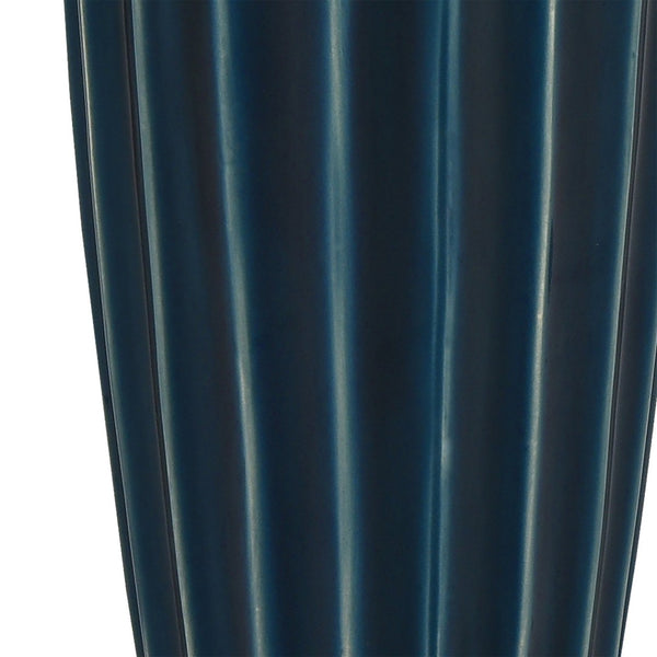 Atlas Virginia Vase - Hand-Glazed Indigo Earthenware with Fluted Design, Perfect for Modern Décor Displays AC11665-01