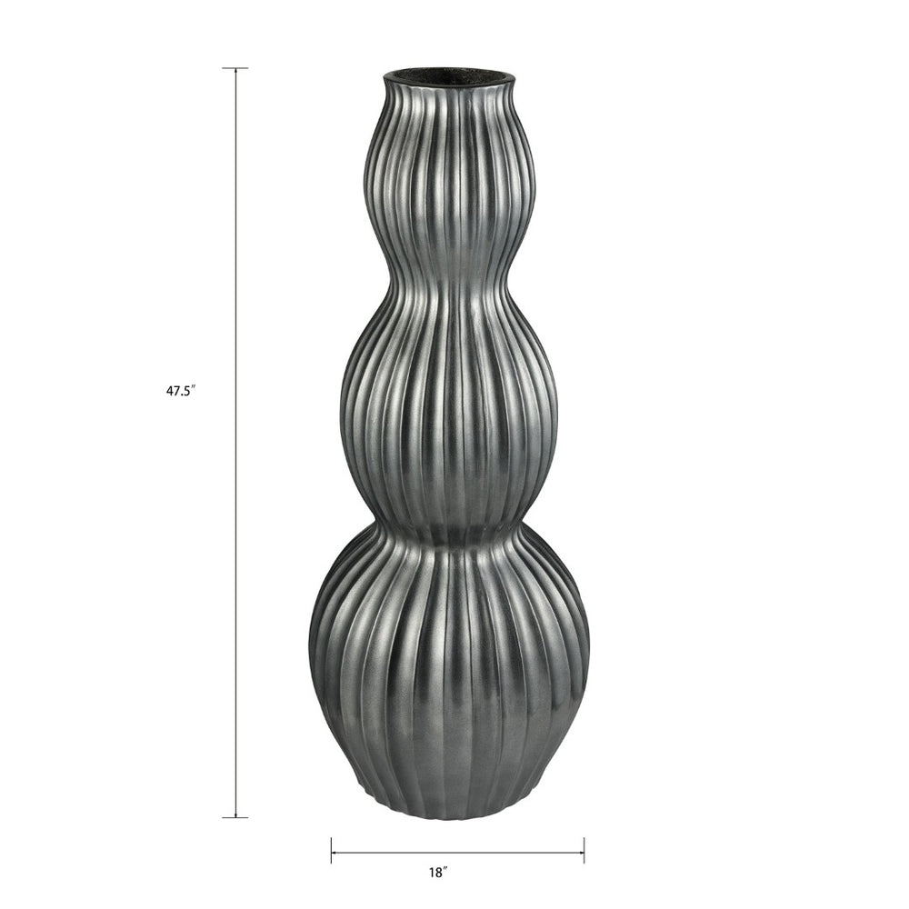 Atlas Vistula Tall Pewter Planter - Sculptural Fiberglass Design for Indoor & Outdoor Elegance, 47.6” H AC11666-01