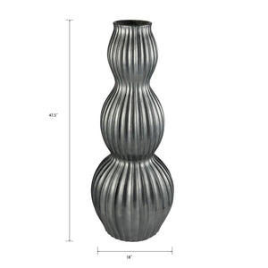 Atlas Vistula Tall Pewter Planter - Sculptural Fiberglass Design for Indoor & Outdoor Elegance, 47.6” H AC11666-01