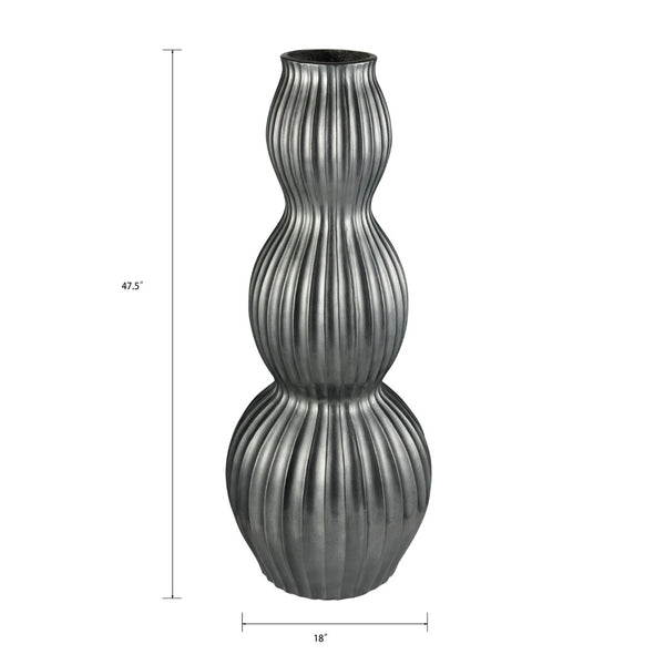 Atlas Vistula Tall Pewter Planter - Sculptural Fiberglass Design for Indoor & Outdoor Elegance, 47.6” H AC11666-01