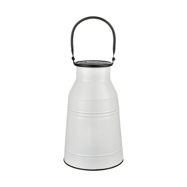 Atlas Welle Metal Vase - Rustic White Farmhouse Decor for Fresh Flowers, Dried Arrangements & More AC11673-01