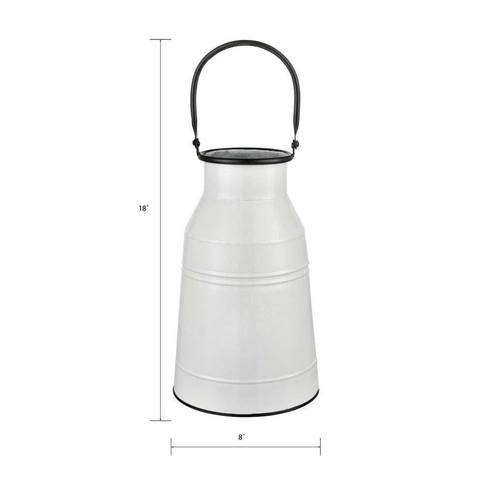Atlas Welle Metal Vase - Rustic White Farmhouse Decor for Fresh Flowers, Dried Arrangements & More AC11673-01