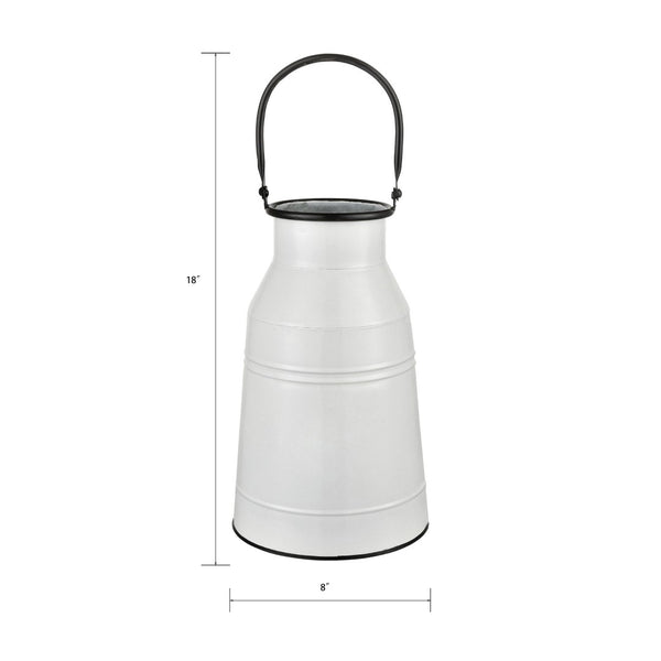 Atlas Welle Metal Vase - Rustic White Farmhouse Decor for Fresh Flowers, Dried Arrangements & More AC11673-01