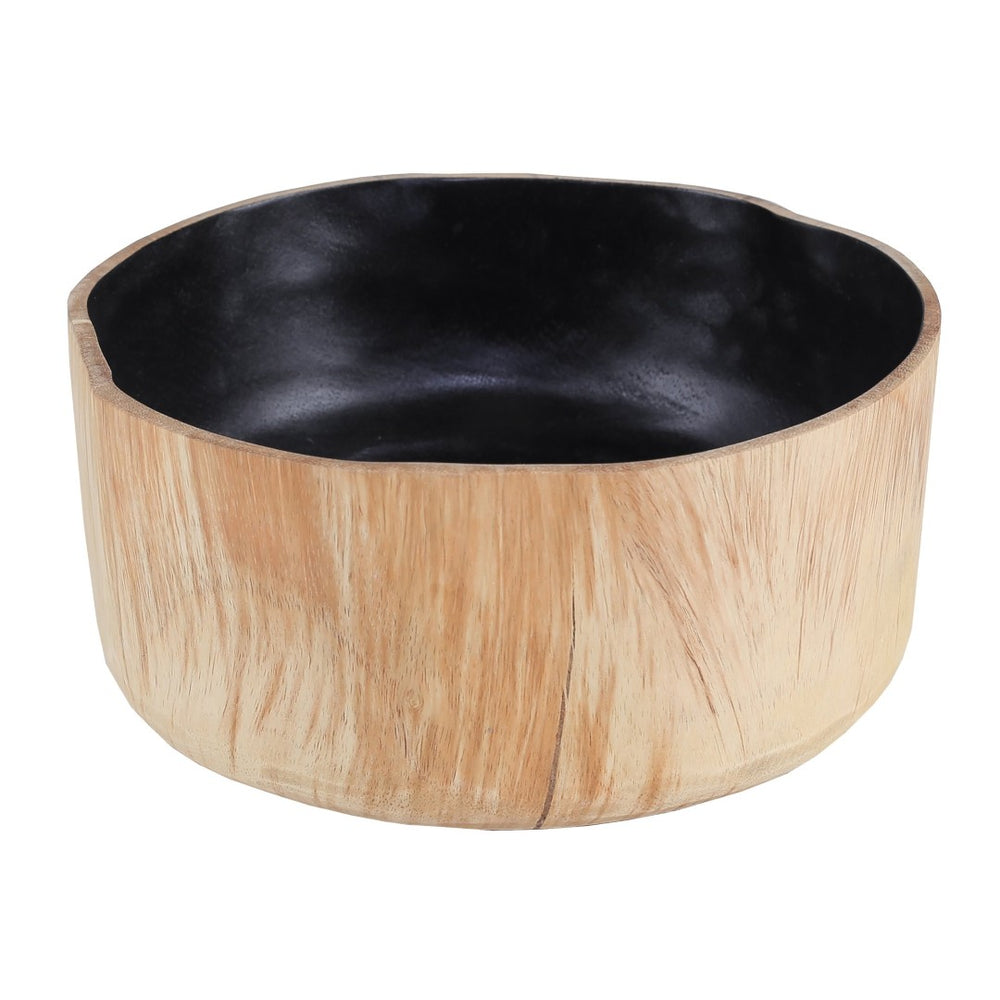 Atlas Weller Bowl Set of 2 – Artisanal Teak with Satin Black Interior for Modern Home Decor & Organization AC11674-01S