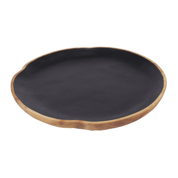 Atlas Weller Plate - Handcrafted Decorative Accent in Satin Black & Natural Suar Wood for Stylish Decor AC11675-01