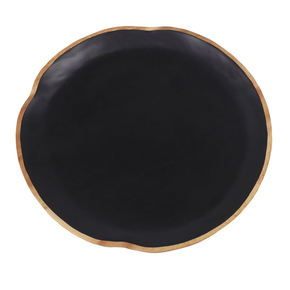 Atlas Weller Plate - Handcrafted Decorative Accent in Satin Black & Natural Suar Wood for Stylish Decor AC11675-01