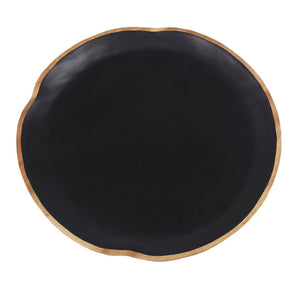 Atlas Weller Plate - Handcrafted Decorative Accent in Satin Black & Natural Suar Wood for Stylish Decor AC11675-01