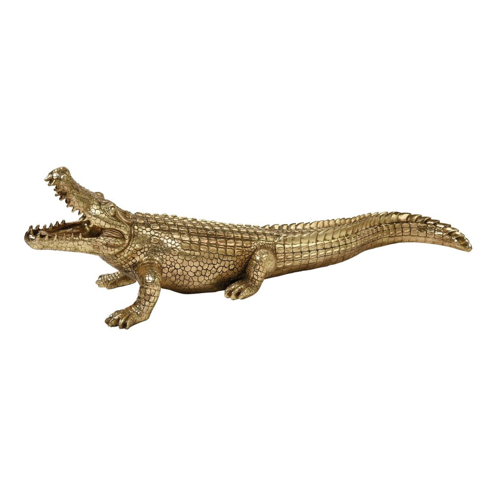 Atlas What a Croc Sculpture - Stunning Gold Crocodile Centerpiece for Home Decor & Chic Accent Pieces AC11678-01