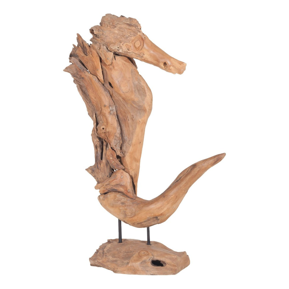 Atlas Whinny Teak Sculpture - Elegant Natural Wood Décor Piece for Modern and Rustic Interiors, 20" Tall AC11679-01