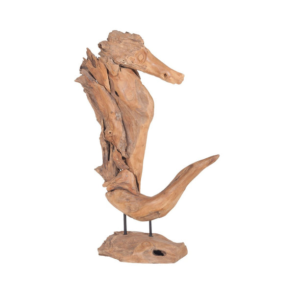 Atlas Whinny Teak Sculpture - Elegant Natural Wood Décor Piece for Modern and Rustic Interiors, 20" Tall AC11679-01