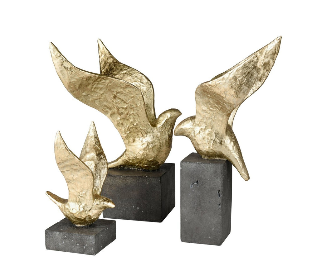 Atlas Winged Bird Sculpture Set of 3 - Elegant Gold-Finished Decor for Modern Home Styling & Display AC11687-01S