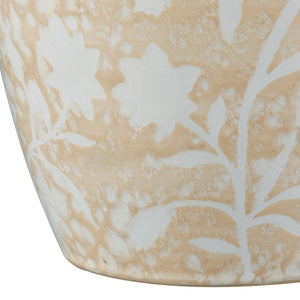 Atlas Yvonne Decorative Jar Set - Handcrafted Cream Glazed Earthenware with Floral Accents, 2 Pieces AC11693-01S