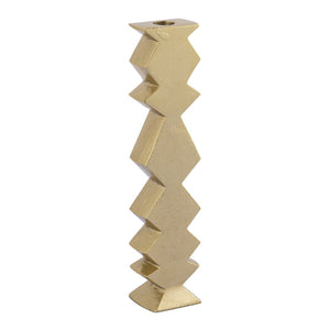 Atlas Zig Zag Taper Holders Set of 3 - Midcentury Elegance in Aged Brass for Stylish Tabletop Decor AC11694-01S