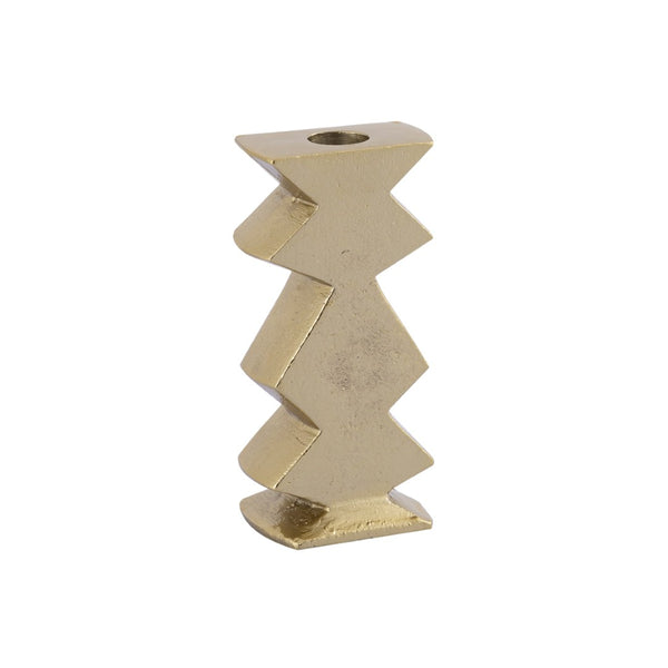 Atlas Zig Zag Taper Holders Set of 3 - Midcentury Elegance in Aged Brass for Stylish Tabletop Decor AC11694-01S