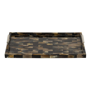 Atlas Little Horn Tray - Elegant Decorative Accessory with Faux Inlay and Polished Metal Handles for Home Brown AC11695-01