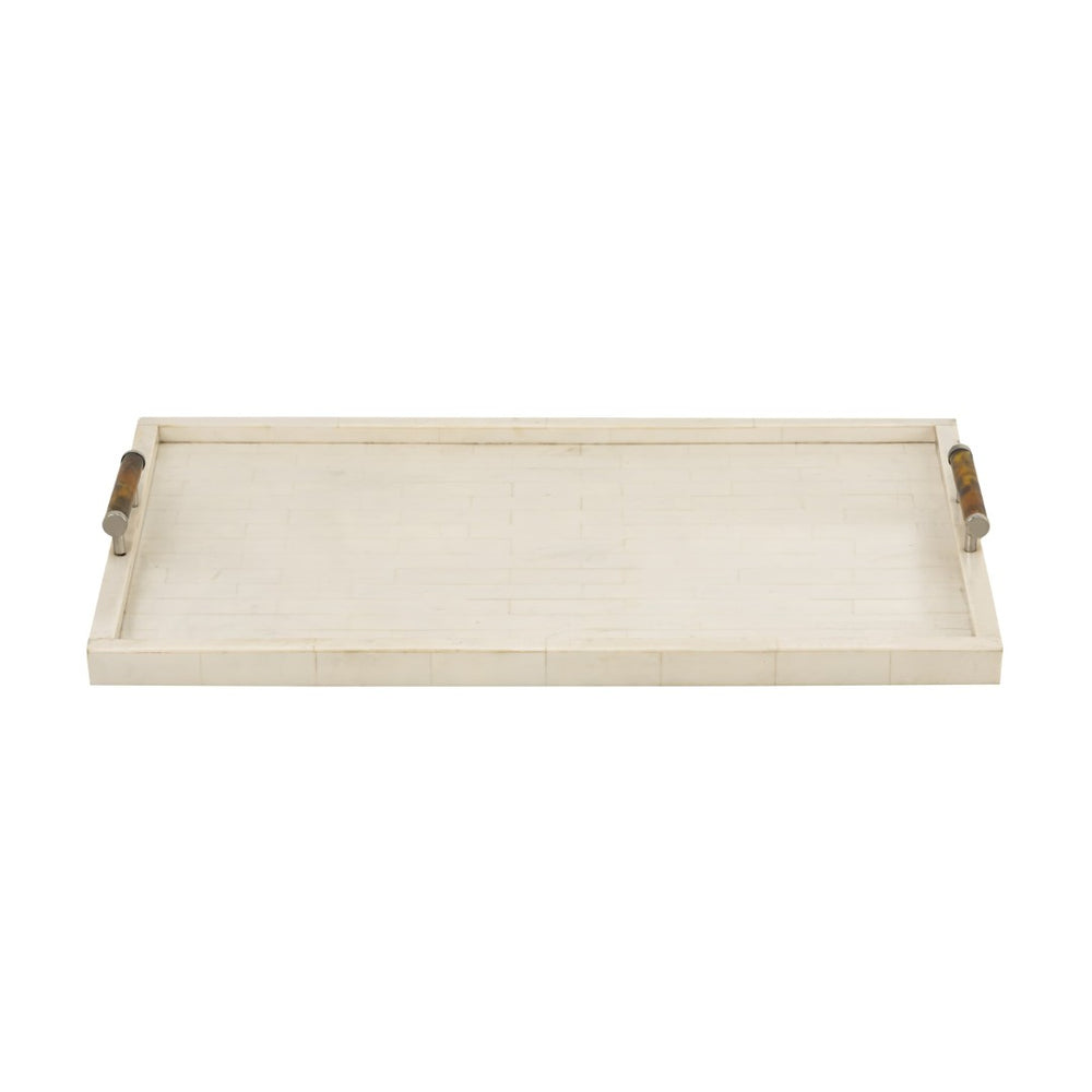 Atlas Elia Tray - Bone Decorative Serving Tray with Elegant Handles for Stylish Home Organization & Display AC11696-01