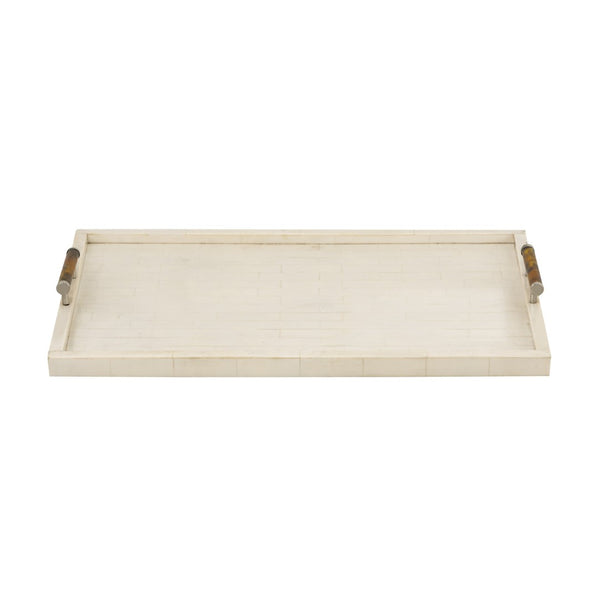 Atlas Elia Tray - Bone Decorative Serving Tray with Elegant Handles for Stylish Home Organization & Display AC11696-01